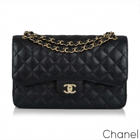 Chanel Black Caviar Jumbo Classic Double Flap Bag Chanel Black Caviar Jumbo Classic Double Flap Bag